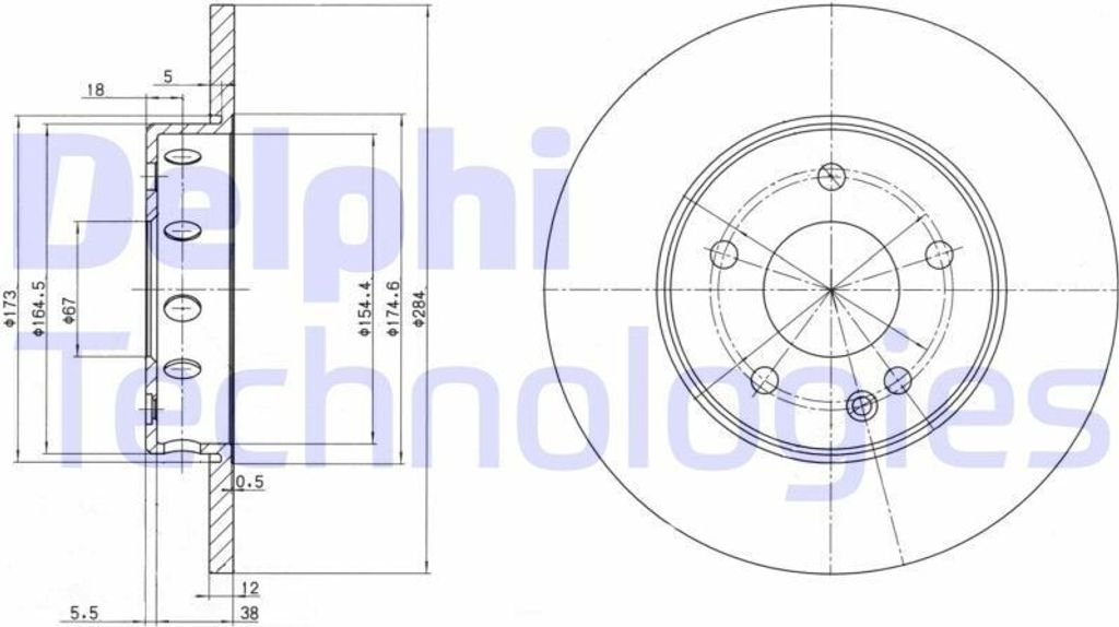 2x DELPHI Bremsscheibe BG2769 43 5mm 284mm