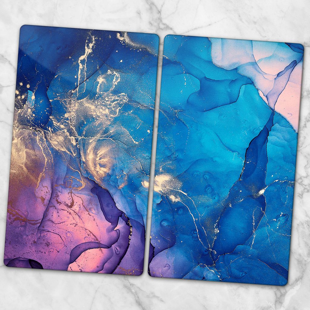 Glas-Herdabdeckplatten Glaskeramikkochfeld-Abdeckung Spritzschutz Glas 2x30x52 cm - Marmor Farbe
