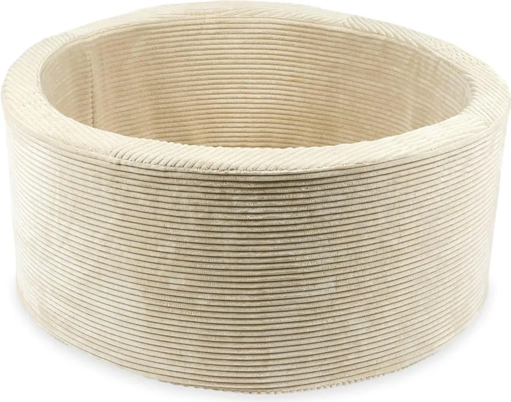 Bassin de jeu 90x40 en velours côtelé beige doux et piscine à balles