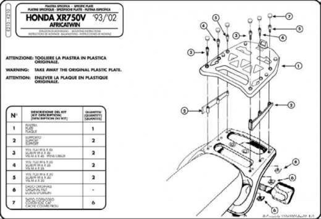 Zentraler Kofferraumgepäckträger Für Honda Xrv 750 Africa Produktbild 