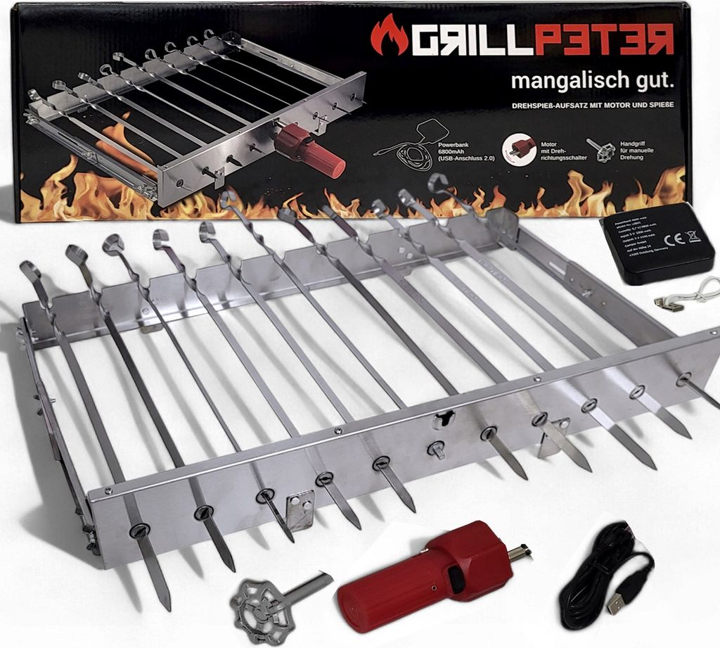 Schaschlik Spießdreher für 11 Spieße Motor Powerbank USB Produktbild 