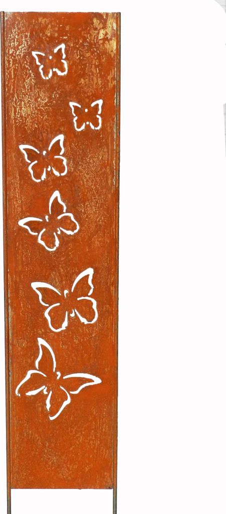 Edelrost Sichtschutz Wand Schild Schmetterling 3D, Gartendekoration 170x32 cm