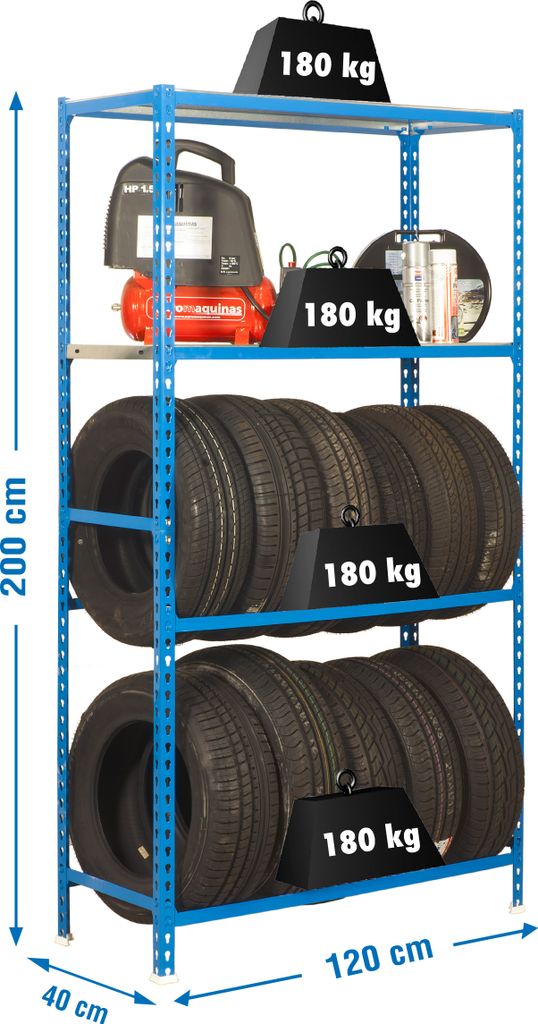 Simonrack Reifenregal SIMONGARAGE MEGAPLUS 447100232201244 blau 120,0 x 40,0 x 200,0 cm