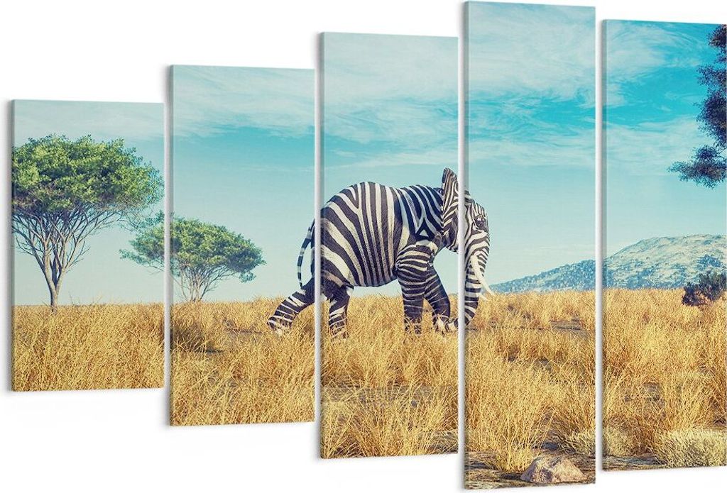 Bild auf Leinwand - Leinwandbild - 5 Teile - Surreal Elefant Rippen - 150x100cm - Wand Bild - Wanddeko - Wandbilder - Leinwanddruck - Bilder - Wand...