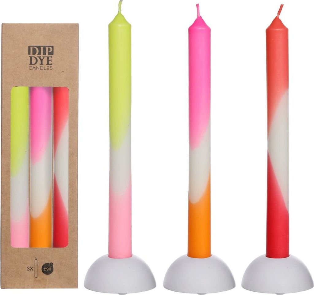 Dip-Dye-Kerzen im Set mit 3 Stück, Höhe 24cm, in vielen Produktbild 