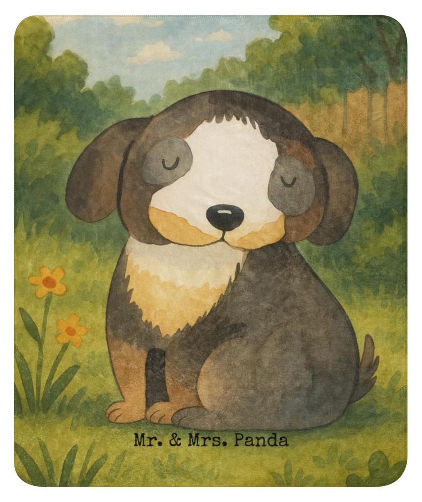 Mr. & Mrs. Panda Heimdecke Hund Entspannen Design 130 x 155 cm - Weiß - Geschenk, Kuscheldecke, Entspannt, Süß, Sprüche, Flauschig, Decke, Wint...