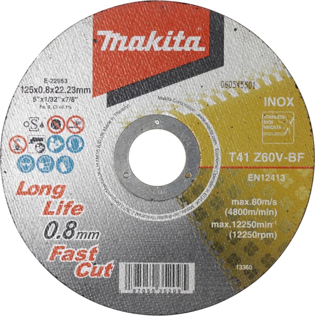 Makita E-22953-12 Trennscheiben Inox 125 X 0,8 Mm (12Stk.)