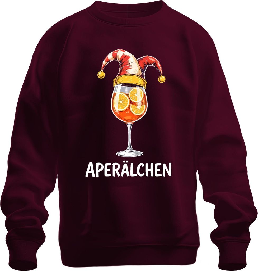 Aperälchen Aperol Spritz Cocktail Glas Orangenscheiben Lustig Uni Sweatshirt Pullover, Burgundy, XL