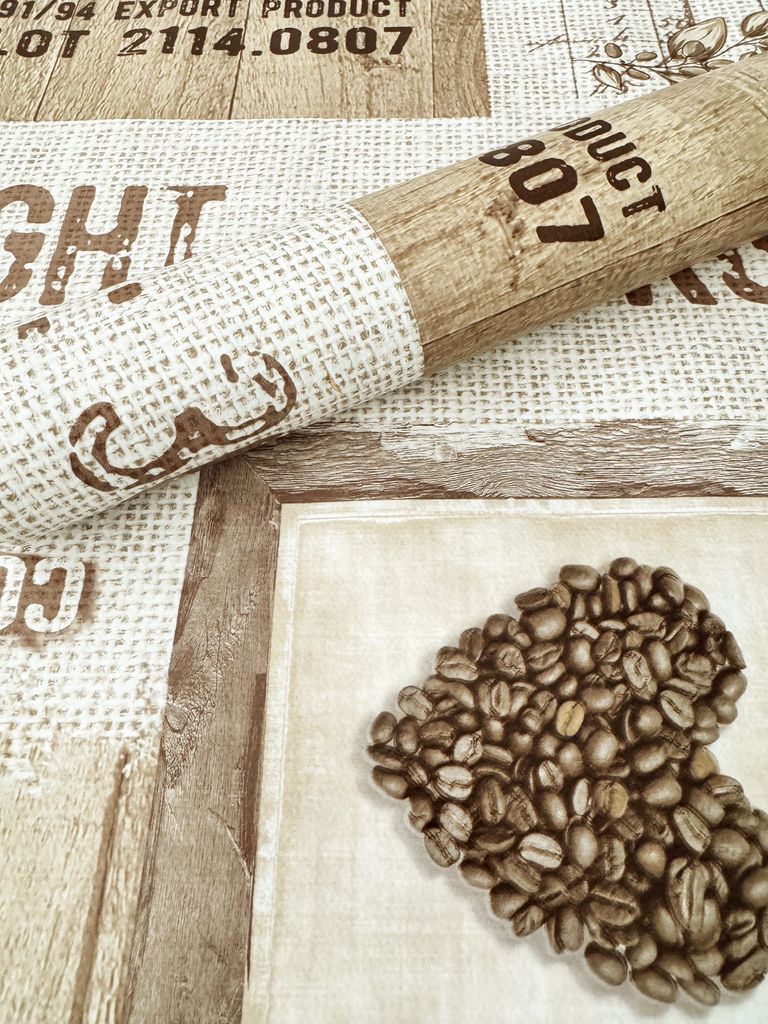 PVC Tischdecke Arabica beige braun Wachstuch · Breite & Länge wählbar · abwaschbare Tischdecke · Brazil Kaffee Coffee, Größe:140 x 120 cm