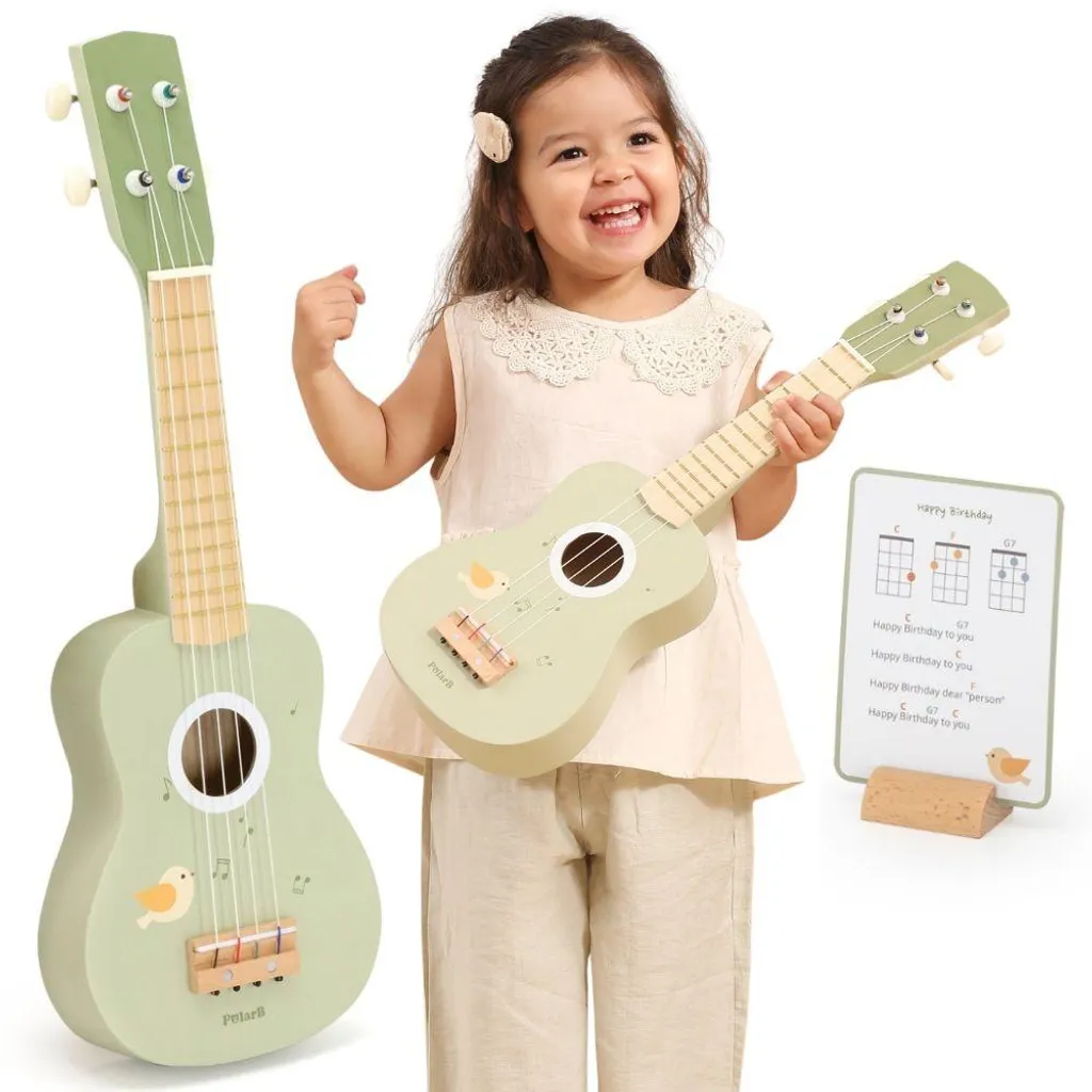 Ukulélé en bois pour enfant - Instrument d'éveil musical Vert Viga