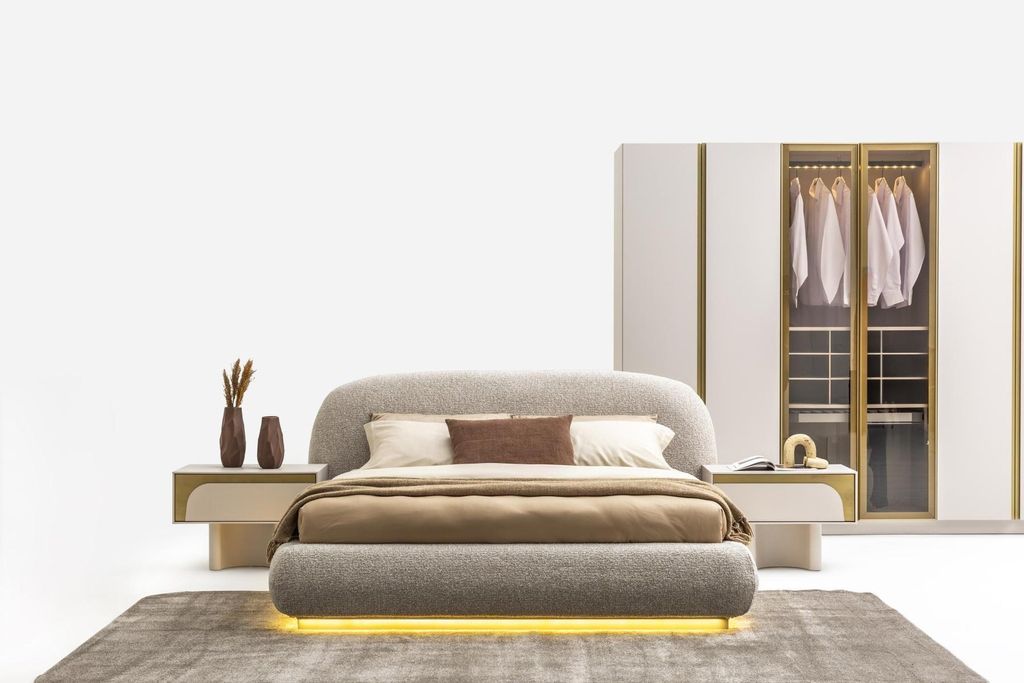 Schlafzimmer Set Bett + 2х Nachttische + Kleiderschrank Modern Möbel 4tlg
