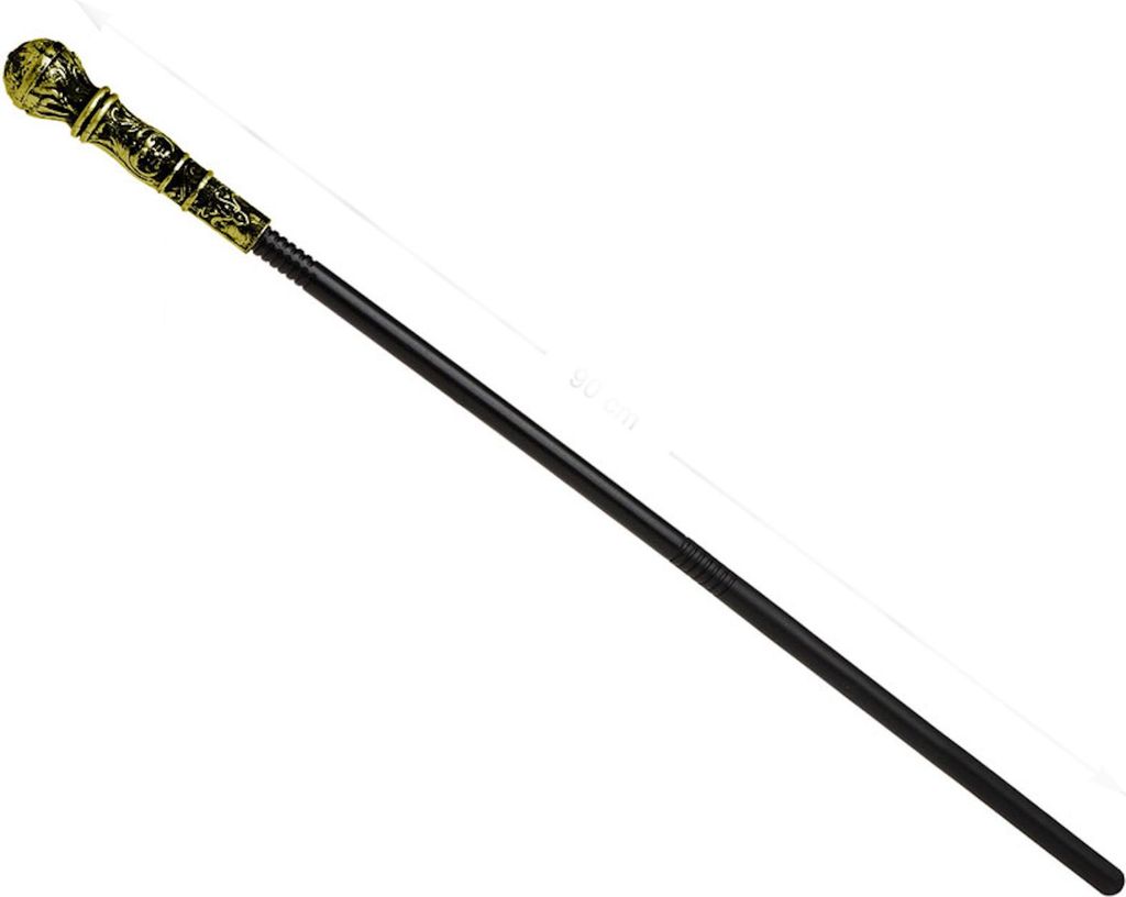 Gehstock Zepter Accessoire gold-schwarz 80 cm - Einheitsgröße