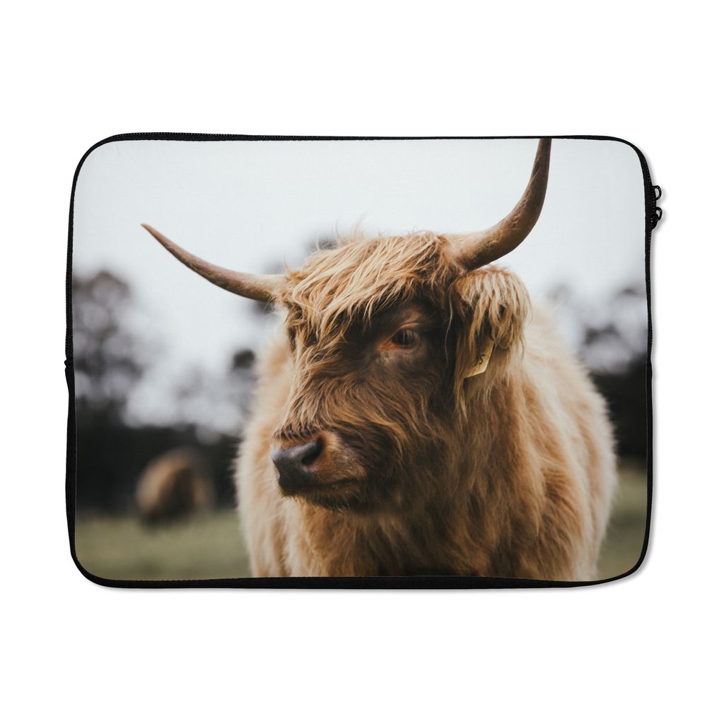 MuchoWow Laptop Hülle 15 Zoll Schottischer Highlander - Tiere - Hörner Laptoptasche - Laptoptasche - Sleeve - Rundum-Schutz