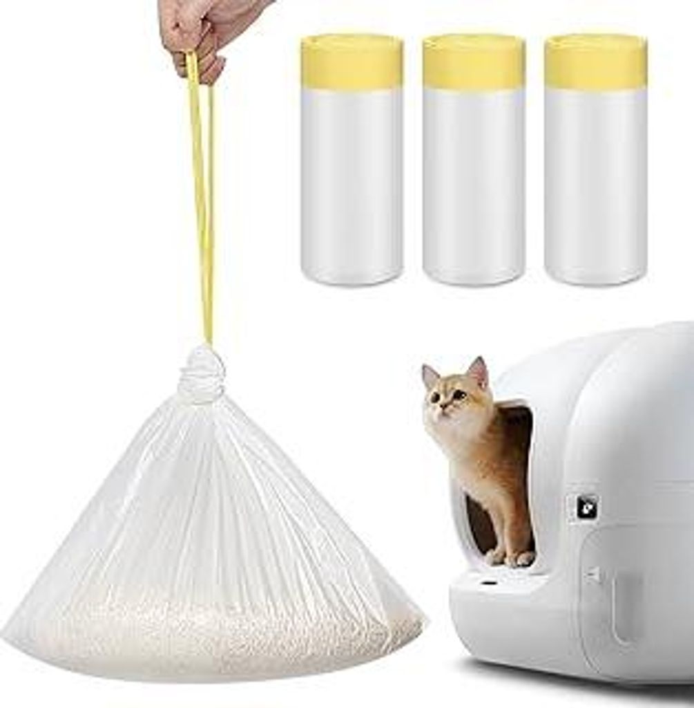 60 Stück Katzentoilettenbeutel mit Zugbändern für PURA X/MAX, Verdickte Heavy Duty 2.5 Mils Selbstreinigende Katzentoilette Müllbeutel - 58 x 35cm