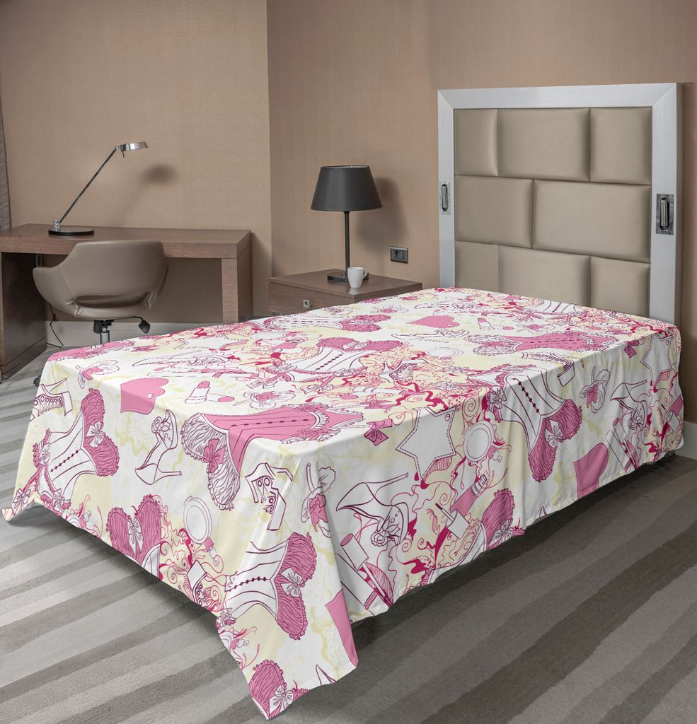 ABAKUHAUS Mode Bettlaken, Old Fashioned Female Sexy Korsett Zubehör Vintage Mädchen Zimmer Floral Druck, weiches bequemes oberes Bettlaken für e...