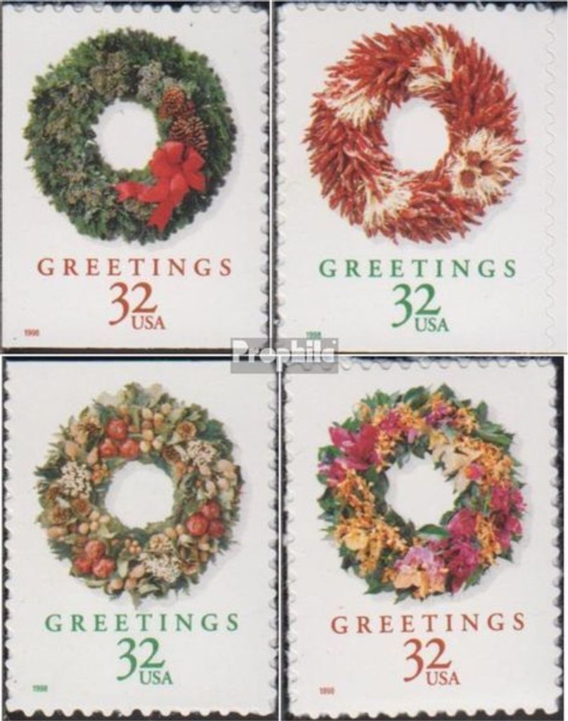 Briefmarken USA 1998 Mi 3051-3054 (kompl.Ausg.) FDC Weihnachten