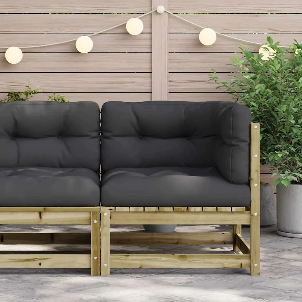 Divano da giardino angolare con cuscini in legno di pino impregnato - 3