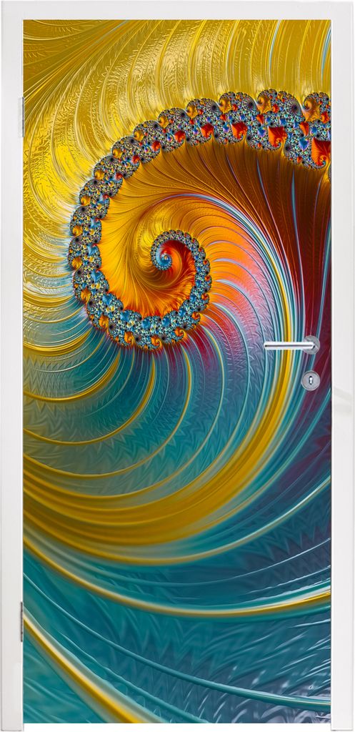 MuchoWow Türtapete Selbstklebende Türfolie Abstrakt - Muschel - Farbe 90x215 cm Türposter Türaufkleber Klebefolie Türklebefolie - Plakat an ...