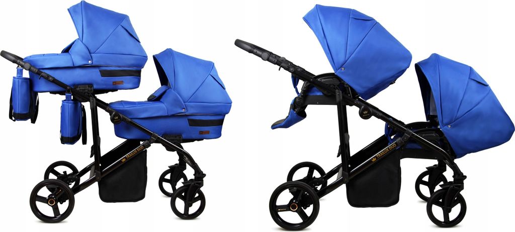 BabyLux DUO | 2in1 Kinderwagen für Zwillinge | Sapphire | Geschwisterwagen Zwillingskinderwagen | Kinderwagenset