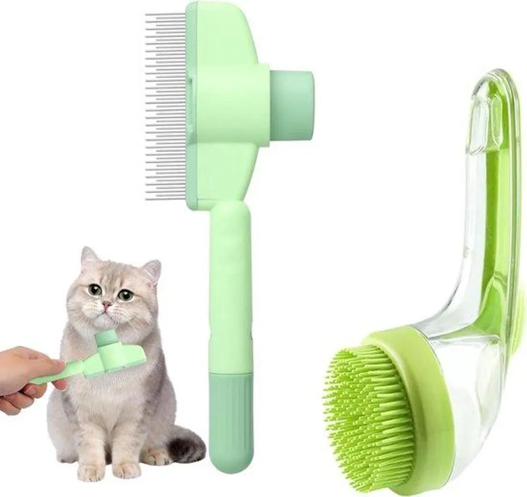 Fur-Flash : Brosse autonettoyante pour chiens et chats au pelage vert