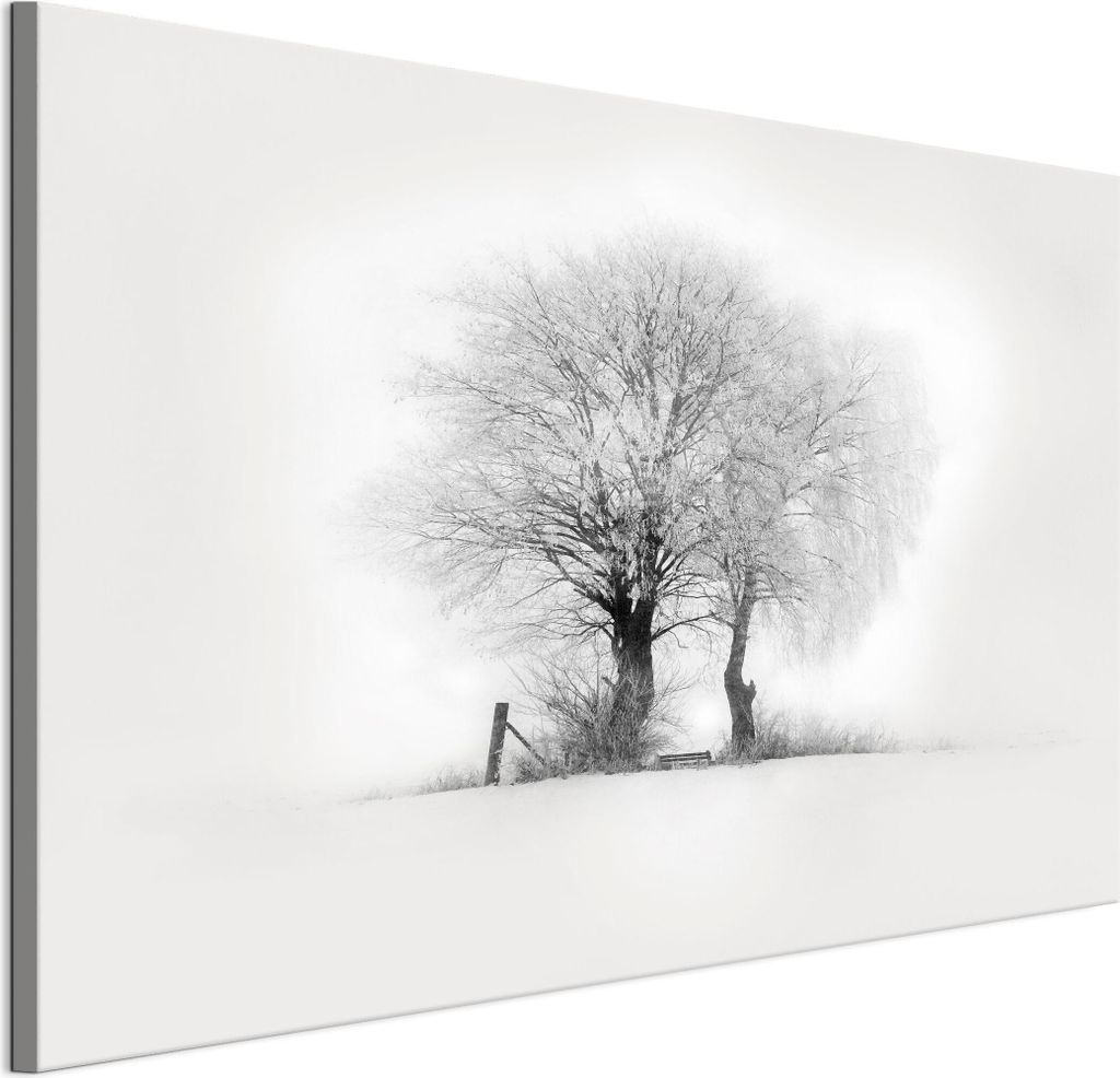 LUMASOUL Leinwand Bilder 120x80 cm, Leinwandbild Winter Motiv 2, Wandbilder Holzrahmen und Webstuhl Wohnzimmer und Schlafzimmer, 1 teilig