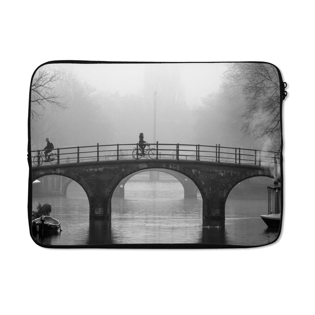 MuchoWow Laptop Hülle 14 ZollAmsterdamer Brücke im Nebel von Machu Picchu Laptoptasche - Laptoptasche - Stoßsicher - Schutzhaube