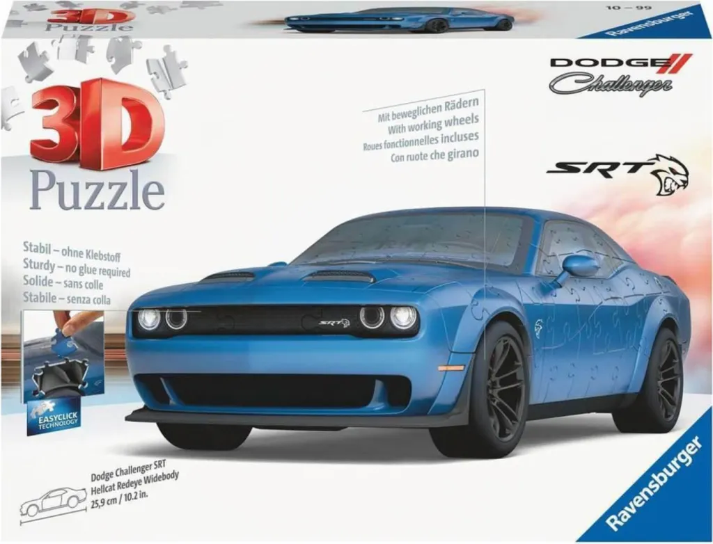 Puzzle 3D Dodge Challenger Hellcat sans colle : Montage facile et solide