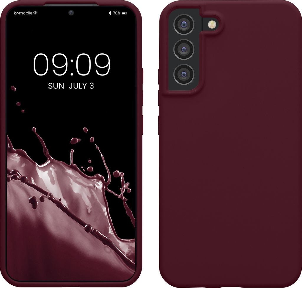 kwmobile Hülle kompatibel mit Samsung Galaxy S22 Plus Hülle - Silikon Handy Case - Handyhülle weiche Oberfläche - kabelloses Laden - Bordeaux V...