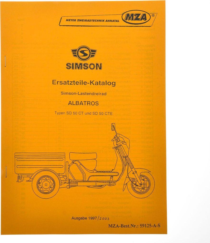 Ersatzteilkatalog CT/CTE AUSG. 1993/2003 Simson Albatros SD50 Lastendreirad