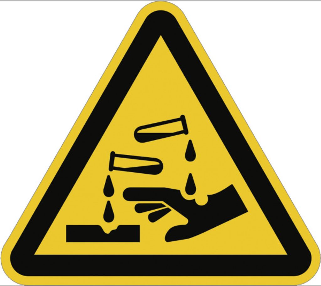 Dreifke Schild Warnung vor ätzenden Stoffen ISO 7010, Alu, 400 mm SL