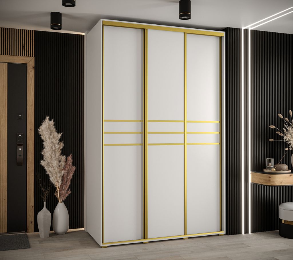 Kleiderschrank YVONA 10 - 160/60 cm, weiß/gold