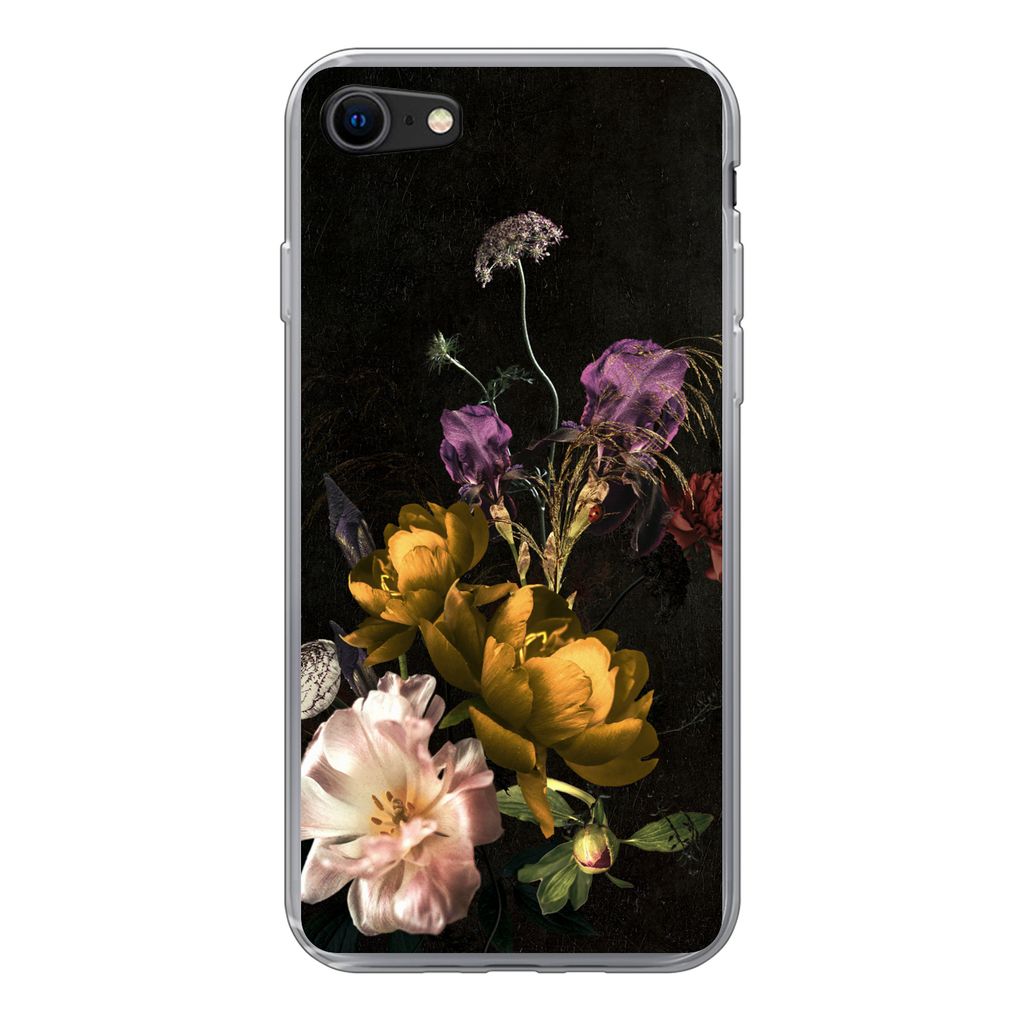 MuchoWow Handyhülle Schutzhülle Hülle für iPhone 8 Blumen - Muster - Pflanzen Silikon Softcase Handy Hülle - Schutzhaube