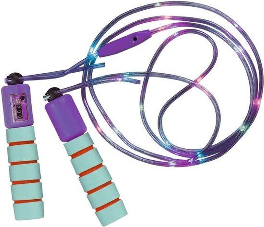 LED-Spring-Schnur mit 3 Lichtmodi und Zähler - buntes Design
