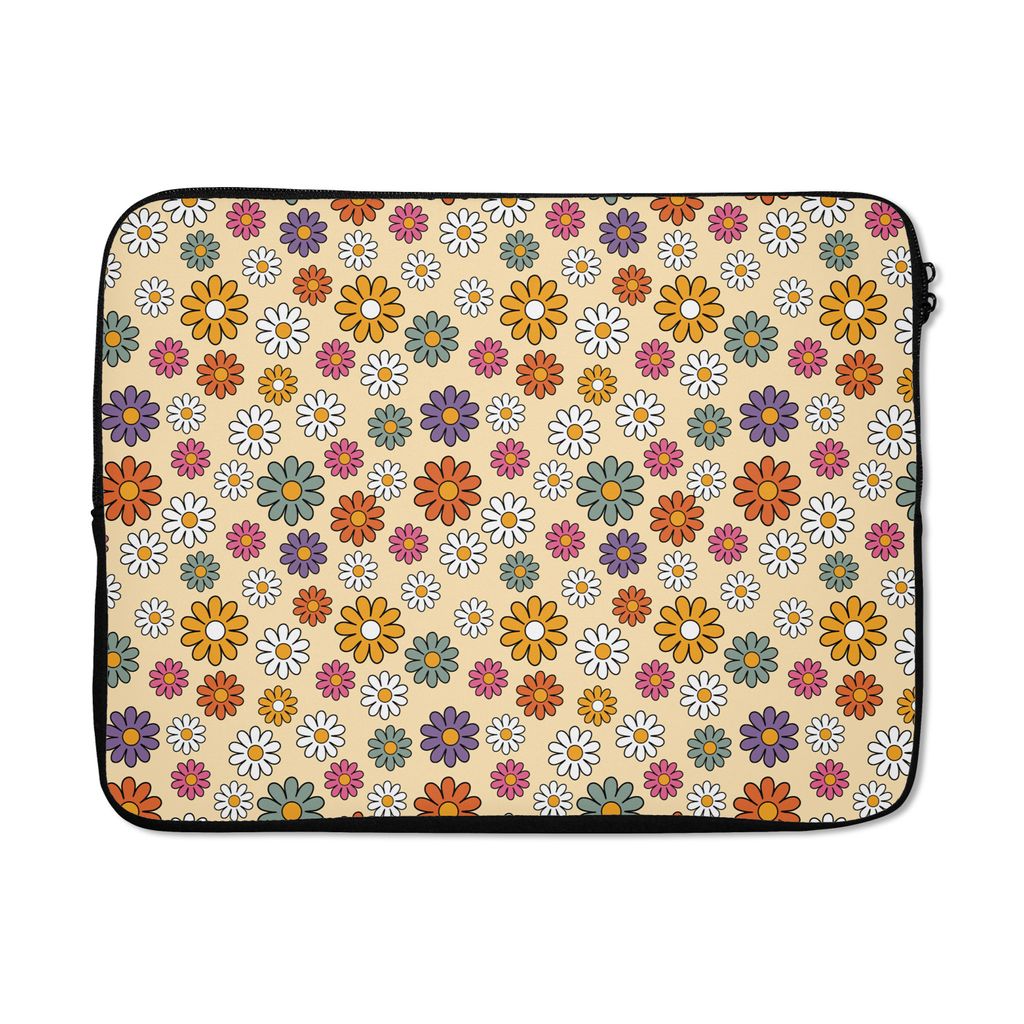MuchoWow Laptop Hülle 15 Zoll Vintage - Muster - Blumen - Pflanzen Laptoptasche - Laptoptasche - Sleeve - Rundum-Schutz