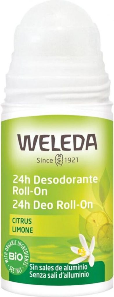 A product shot of a roll-on deodorant bottle.