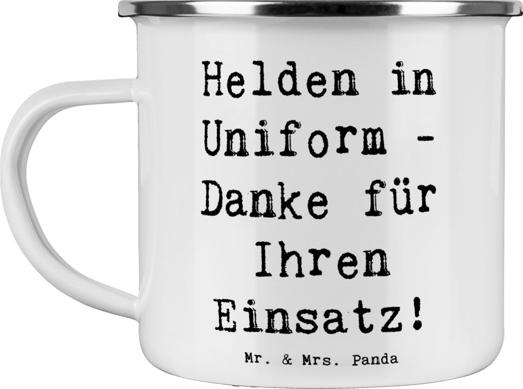 Mr. & Mrs. Panda Emaille Tasse Spruch Polizist Held - Weiß - Geschenk, Motivtasse, Teetasse, Bedanken, Haferl, Wertschätzung, wanderbecher, Danke...