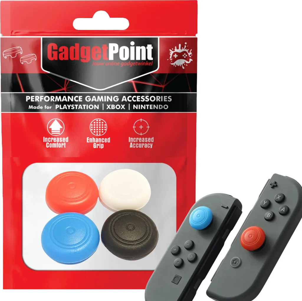 Impugnature per pollice - Impugnature per pollice per controller Nintendo Switch Joy-Con - Impugnature per pollice da gioco - Impugnature per pollice ad alte prestazioni - Cappucci per joystick antiscivolo - Accessori per la bescherming - Impugnature per pollice Wit/Blauw/Rood/Zwart -