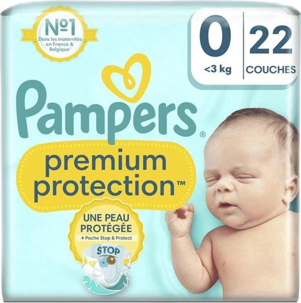 Couches taille 0 anti-fuites et irritations - 22 couches bébé < 3kg