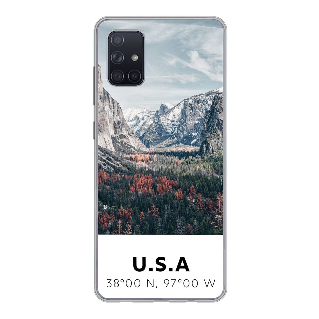 MuchoWow Handyhülle Schutzhülle Hülle für Samsung Galaxy A71 Yosemite - Amerika - Wyoming - Wald - Berge Silikon Softcase Handy Hülle - Kart...