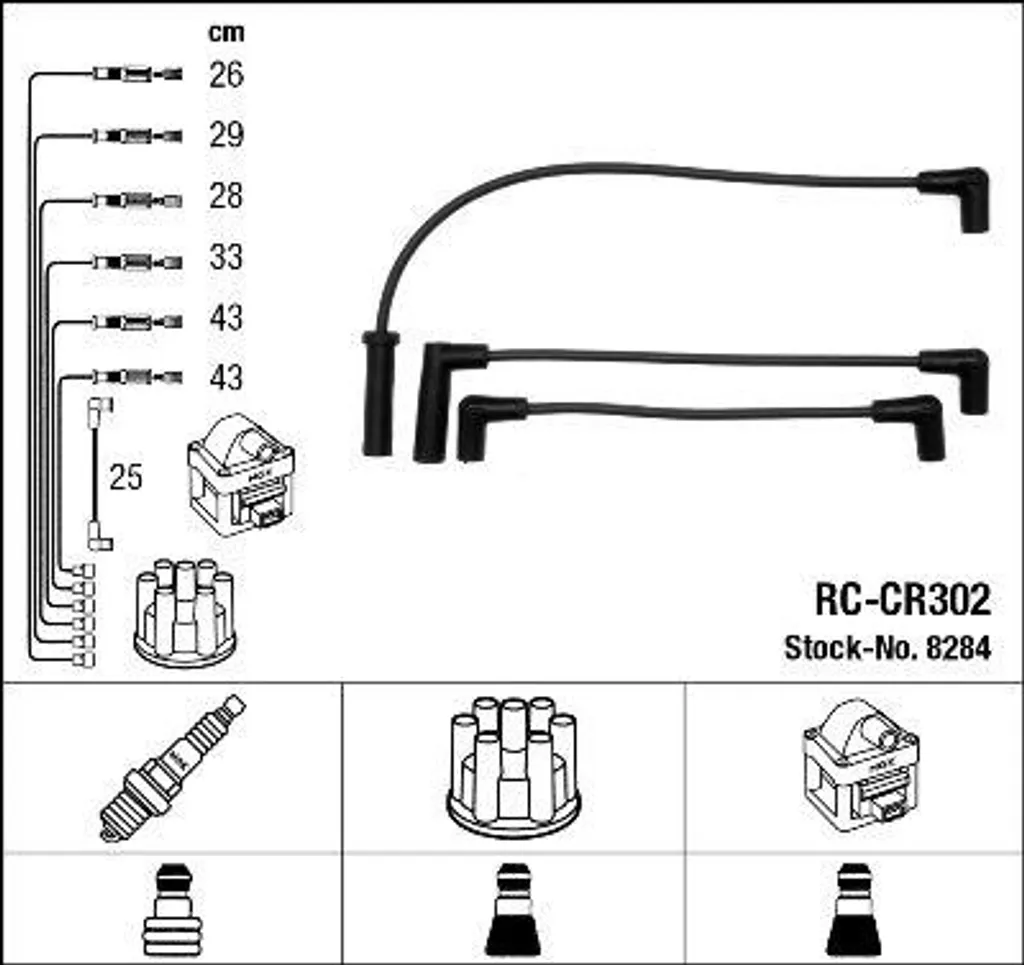 Set Cavi Accensione Originali NGK 8284 - Jeep Cherokee Wrangler OE