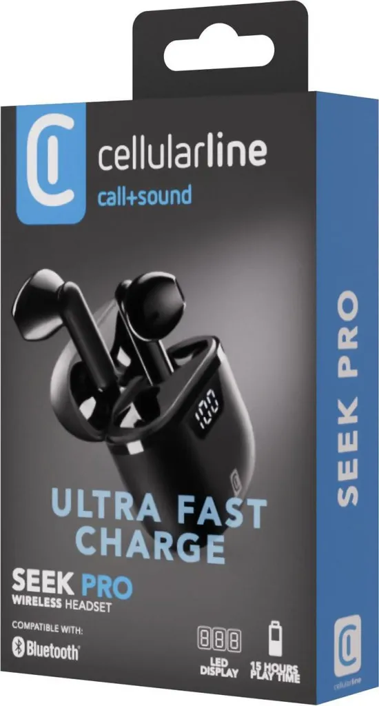 Écouteurs Bluetooth Seek Pro Cellularline Affichage LED et Charge Noir - 2
