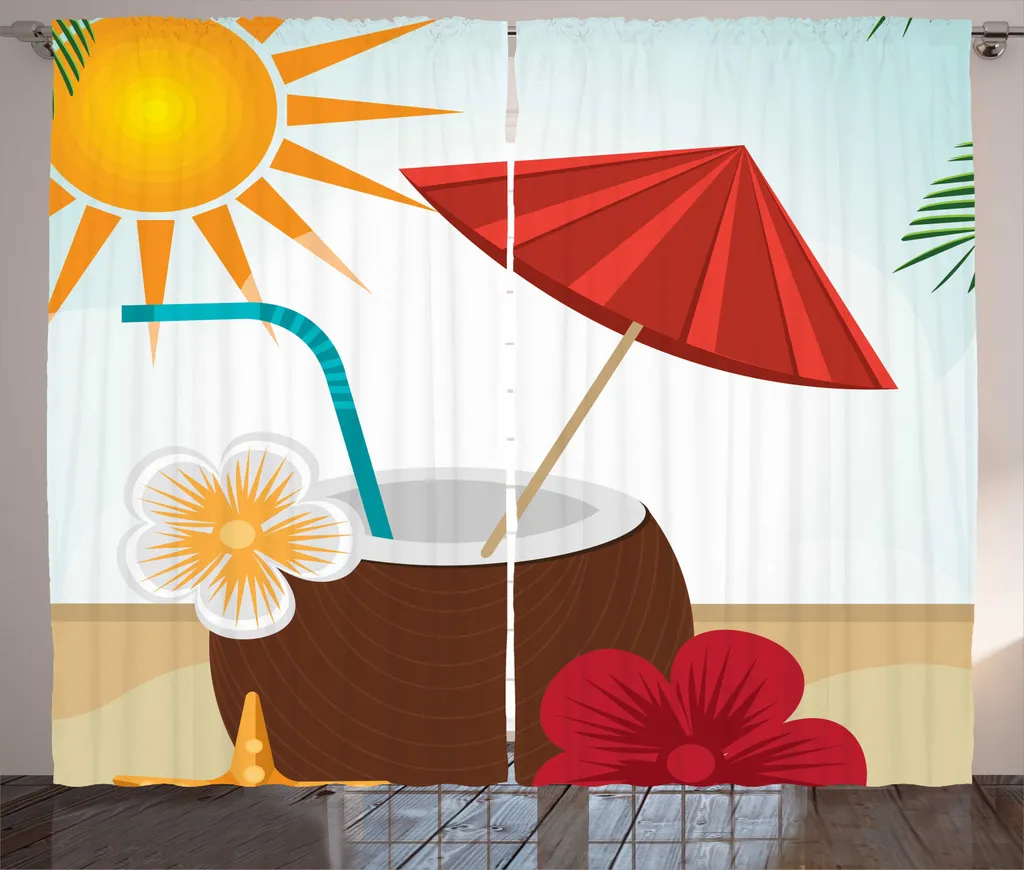 ABAKUHAUS Rideau de Salon d'Été Coconut Cocktail 280 x 225 cm Multicolore