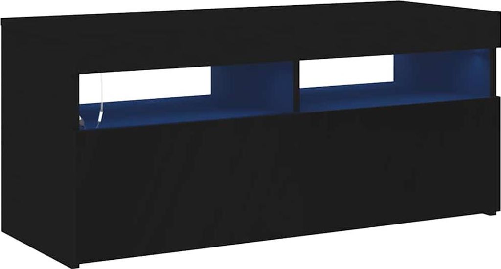 vidaXL TV-Schrank mit LED-Leuchten Schwarz 90x35x40 cm