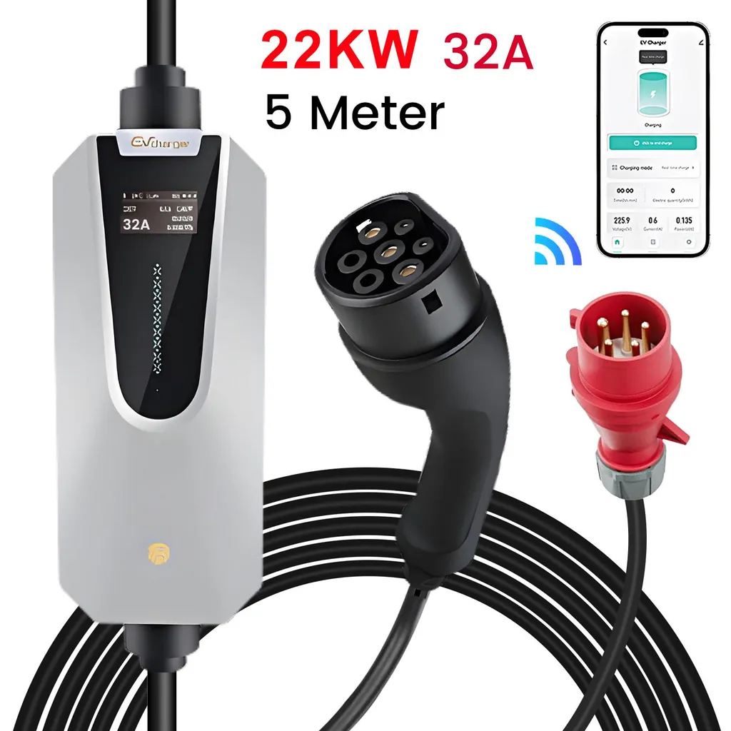 Recharge Rapide Triphasée 22kW Type 2 pour Déplacement et Domicile 5M