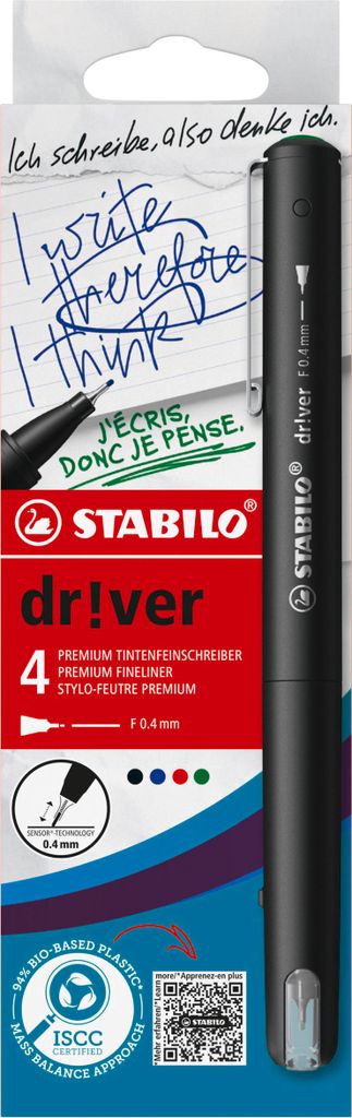 STABILO Fineliner dr!ver fein 4er Kartonetui