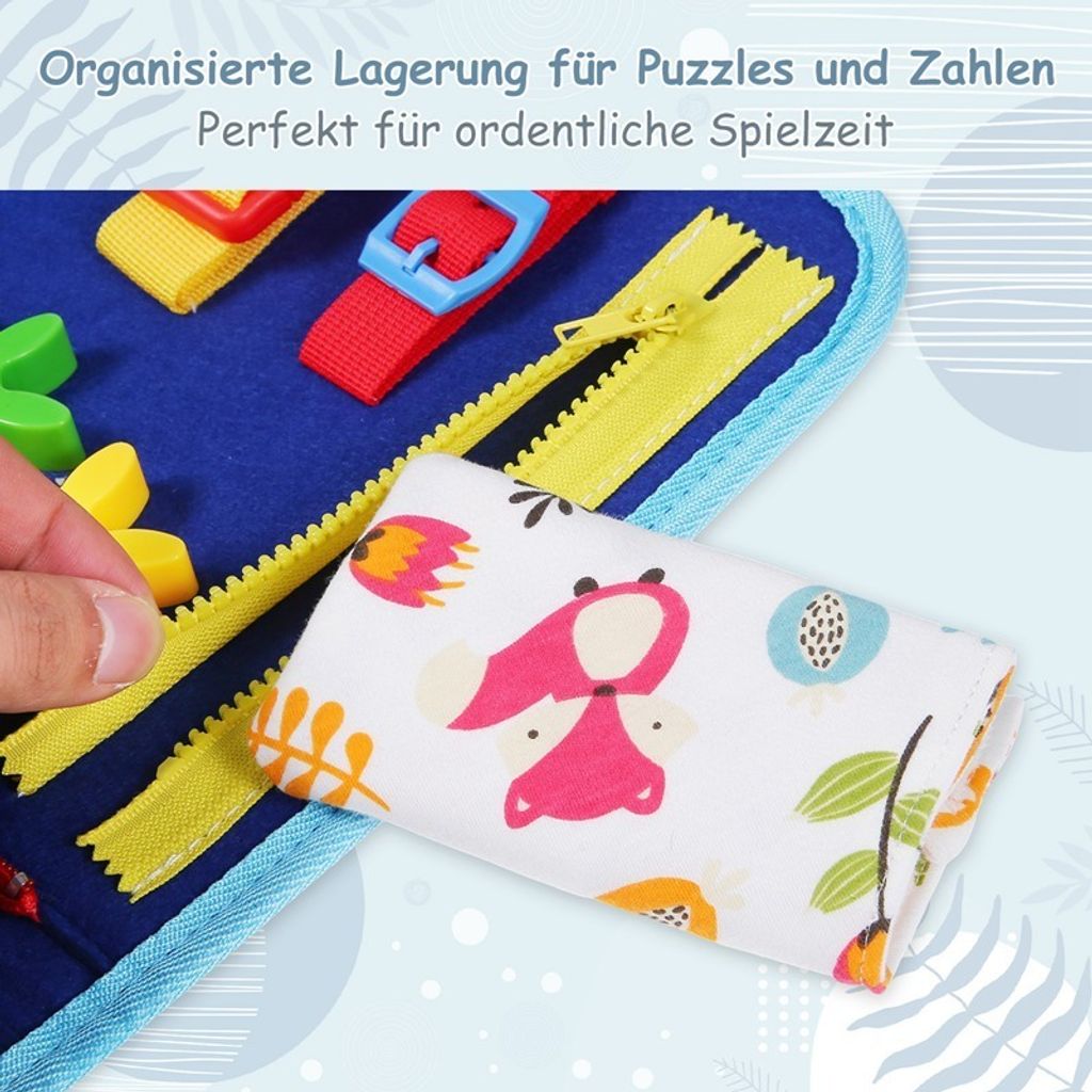 5 Accessori In Legno Per Busy Board Montessori – Sveglia, Abaco, Scarpa, Bottoni E Forme Animali