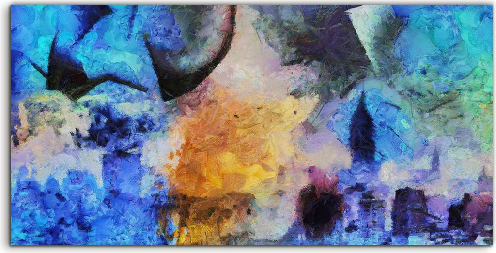 Coloray Spritzschutz aus Glas 120x60 Wandkunst Küchenrückwand Kunst New York City Abstrakte Malerei