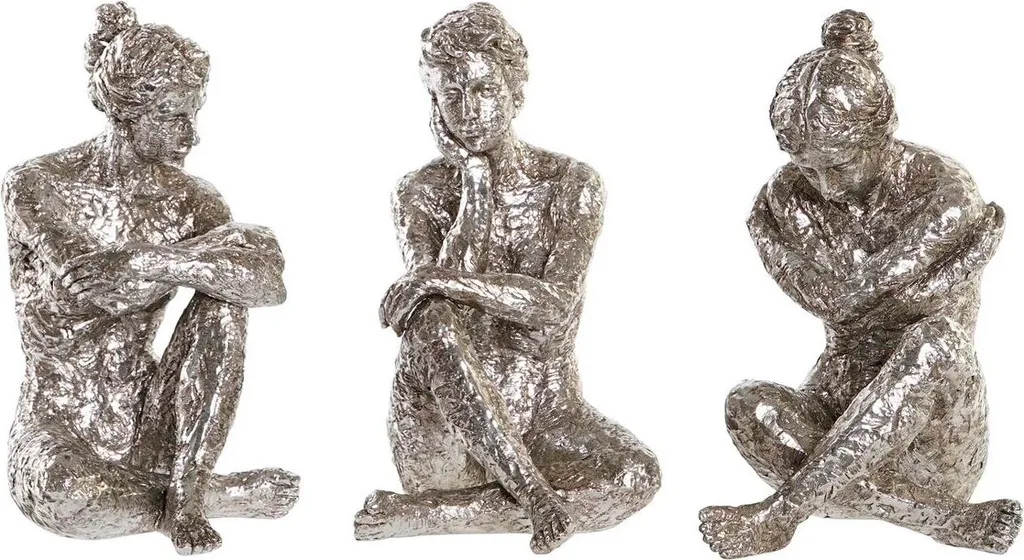 Trio de figurines argentées design moderne 17x15x26 cm DKD Home Decor