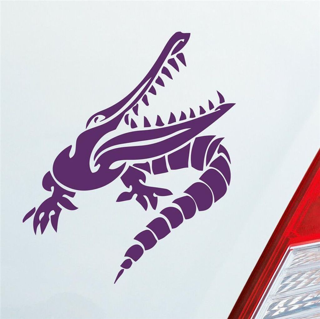 Auto Aufkleber Krokodil Aligator Kroko Animal Tier Tuning 10x12 cm Lila Sticker Heckscheibenaufkleber