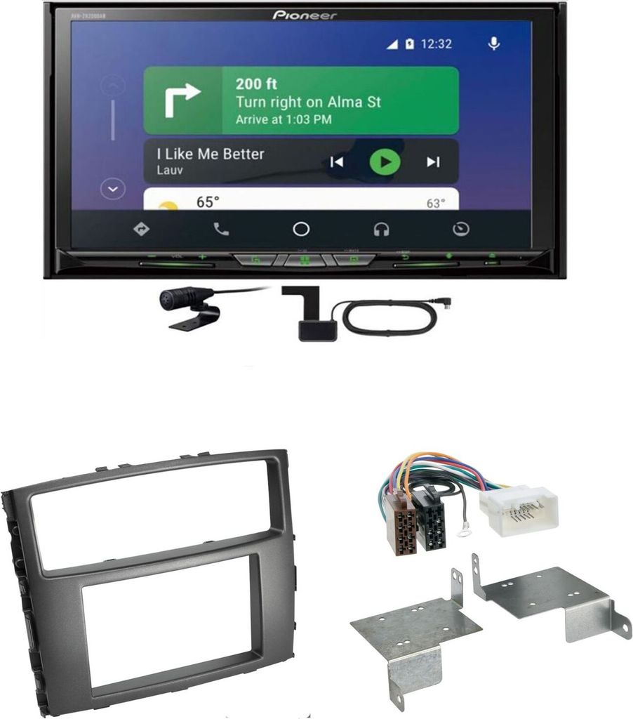 Pioneer AVH-Z9200DAB CarPlay USB MP3 CD Einbauset für Mitsubishi Pajero bis 2014